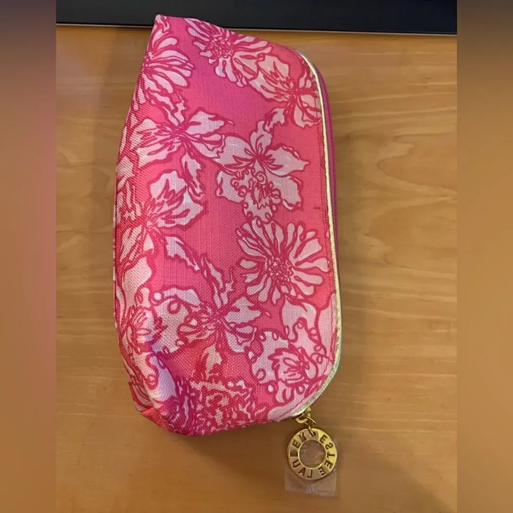 Lilly Pulitzer for Estee Lauder Pink Floral Travel Make-up Bag Pouch